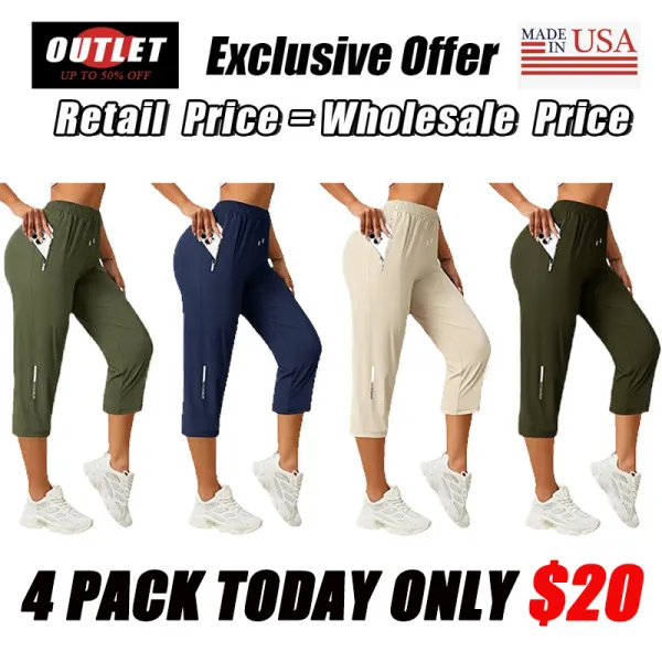 Women’s Capri Pants – Loose Fit, Summer Drawstring Waist, Zipper Pockets, Breathable High-Stretch Fabric, Suitable for Everyday Wear