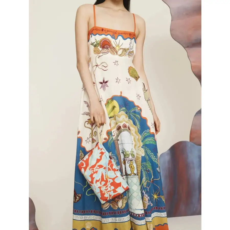 Relaxed Printed Square Neck Maxi Cami Dress