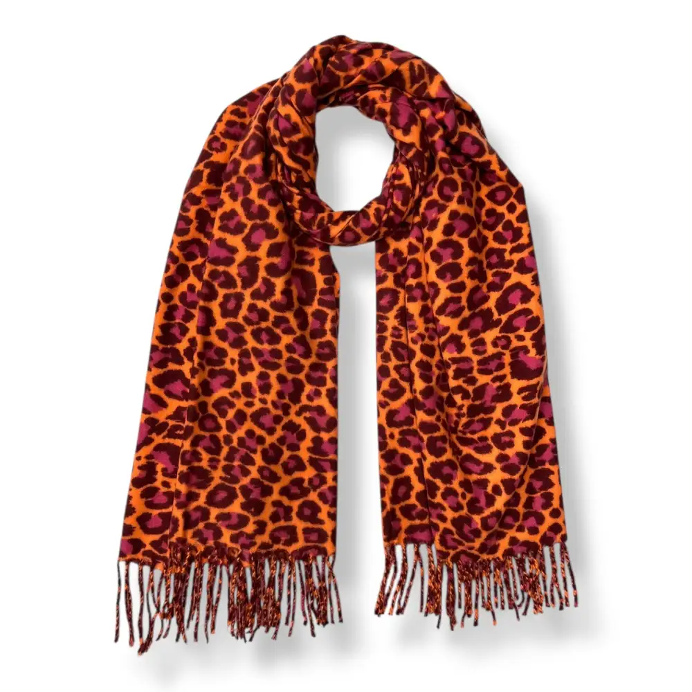 Bold Leopard Fringed Scarf