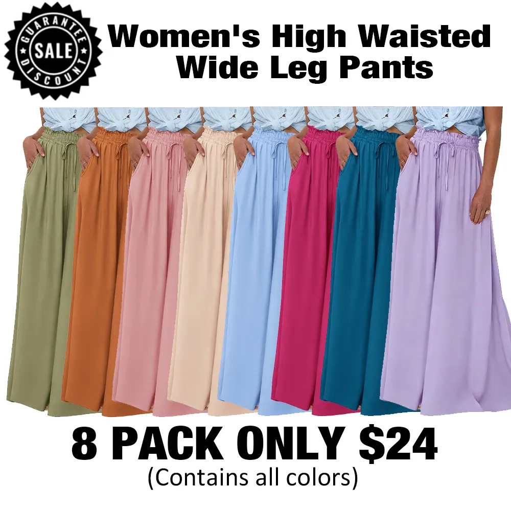 Women's High WaistedWide Leg Pants-🔥8-Pack- Only $24