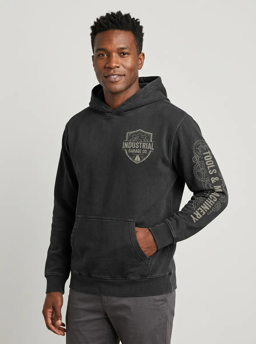 Men's Industrial Workshop Gear Tools Machinery Graphic Hoodie