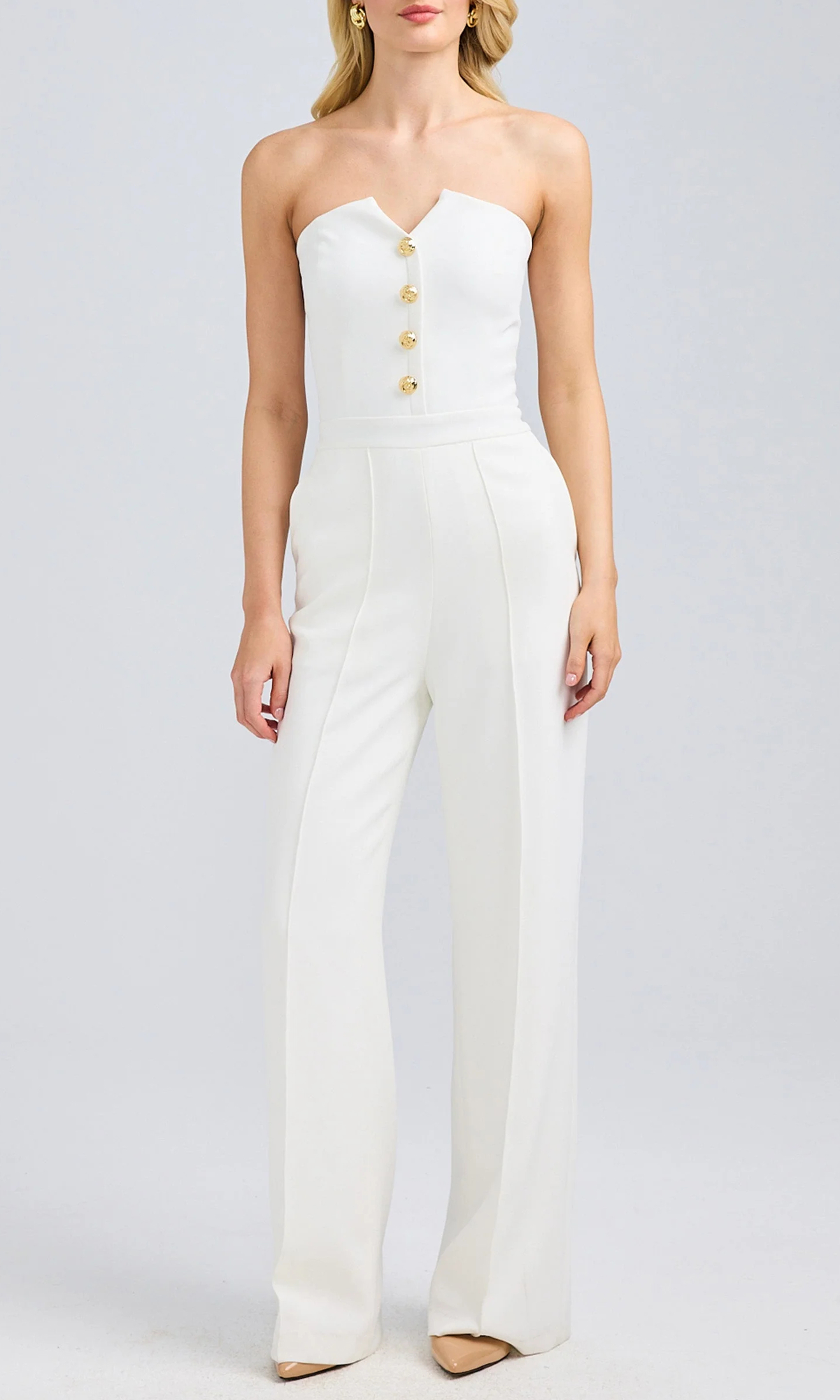 White Sexy Tube Top Jumpsuit