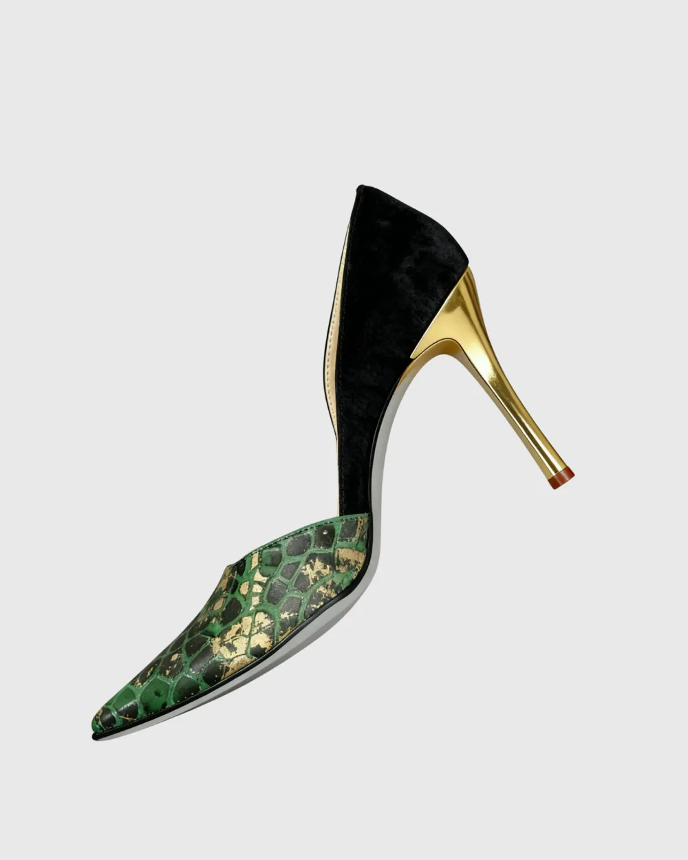 Snake Print Vintage Pumps in Green