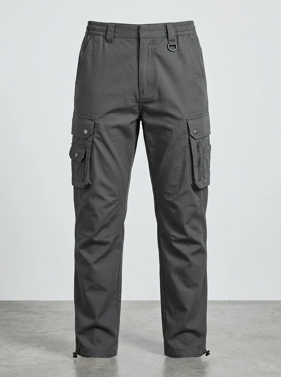 Outdoor-Ready Multi Pocket Integrated Belt Essential Men's Work Pants
