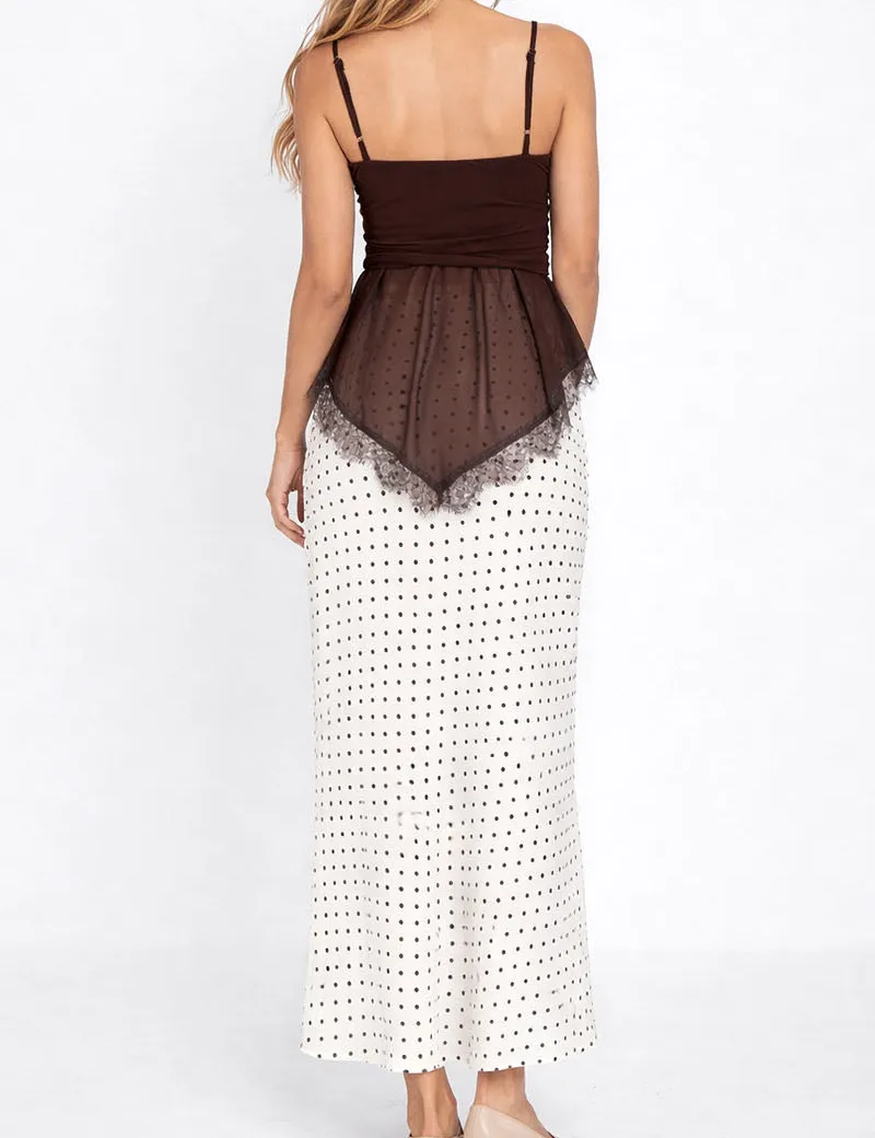 Chic Polka Dot Color Block Maxi Skirt