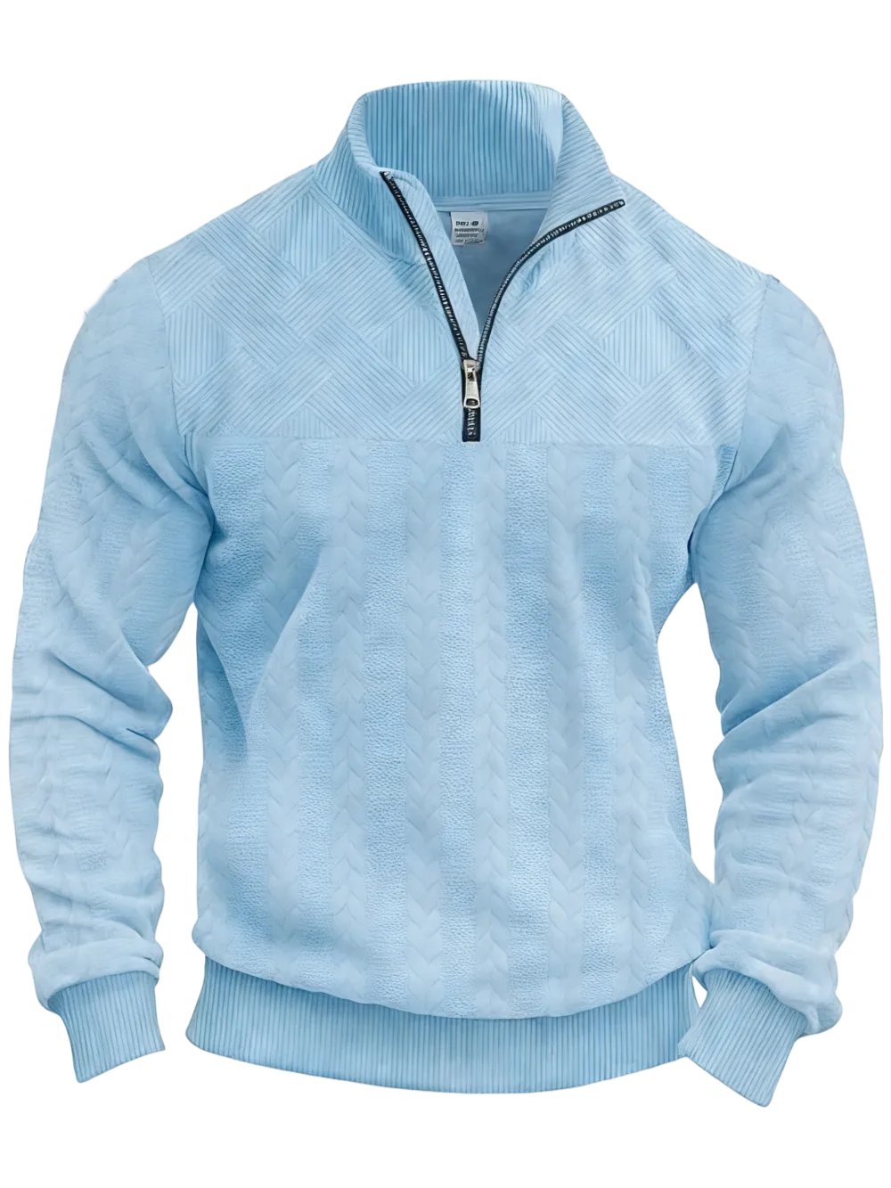 Men's solid color half-zip stand collar sweater