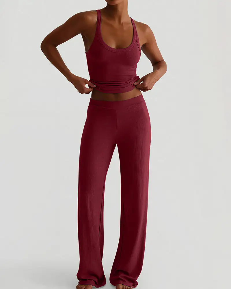 Racerback Tank and Wide-Leg Pants Lounge Set