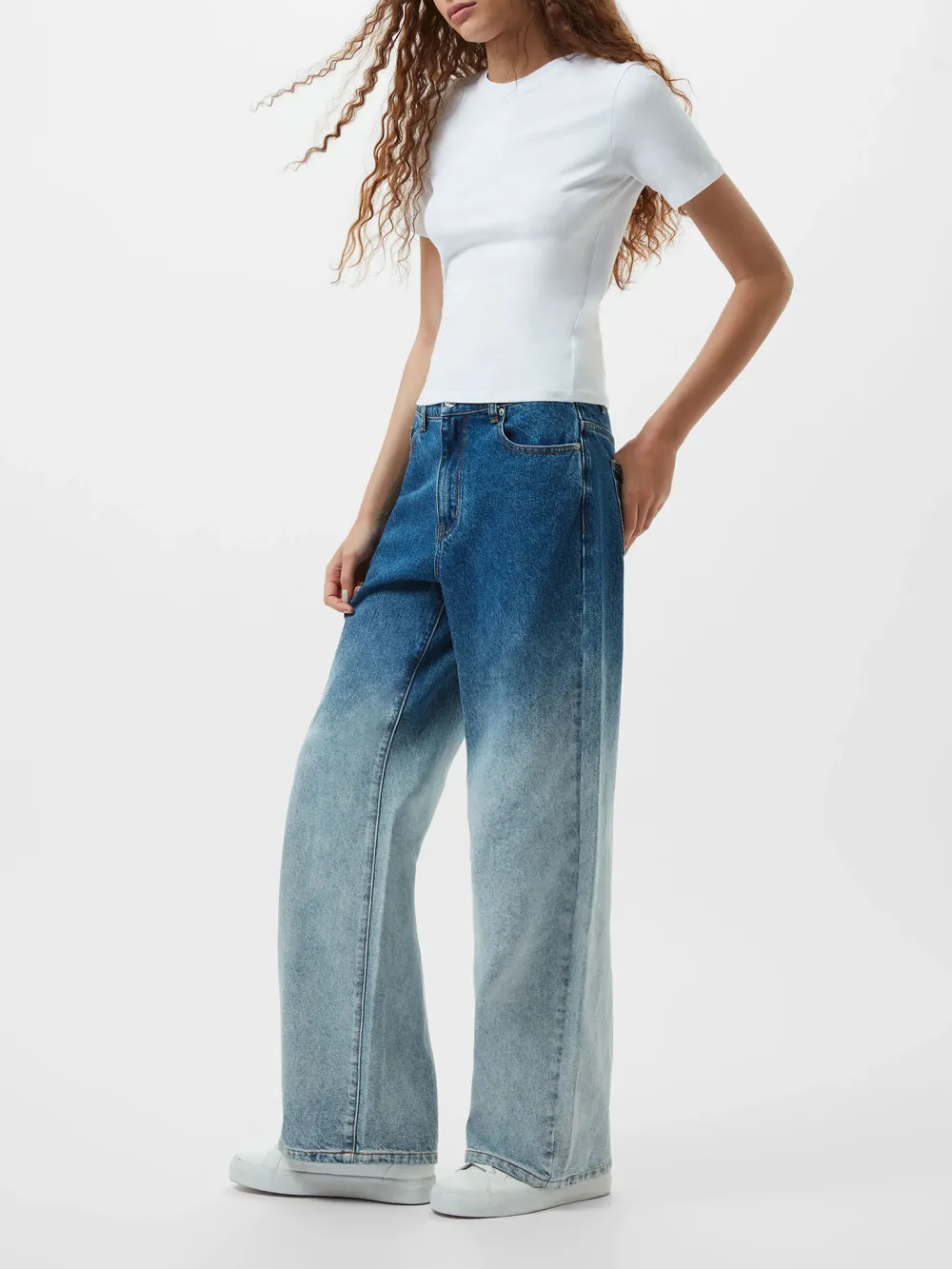 Creative And Fashionable Gradient Blue Wide-Leg Trousers