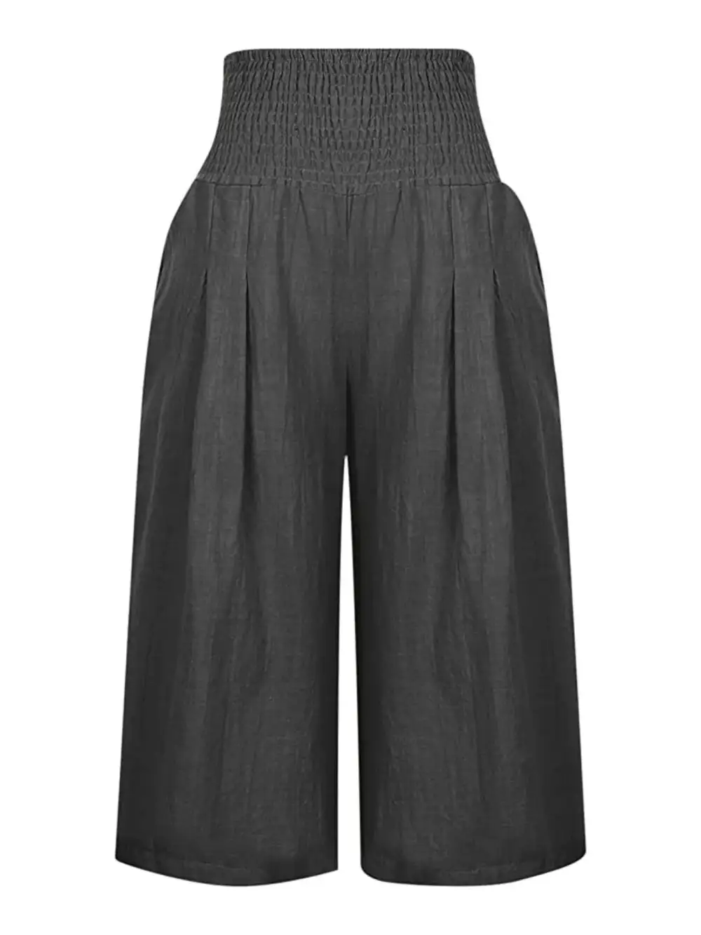 Smocked Wide Leg Capri Pants