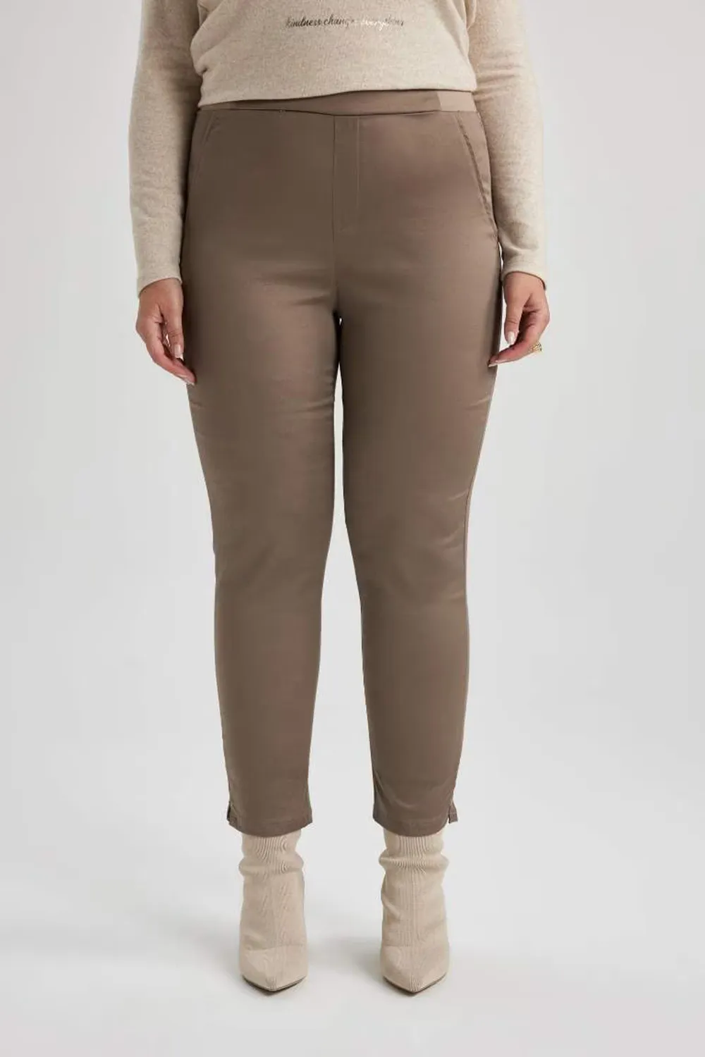 Normal Waist Satin Trousers