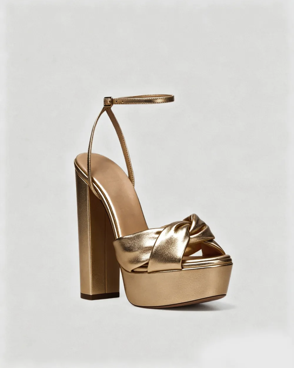 Knot Platform Sandals in Beige