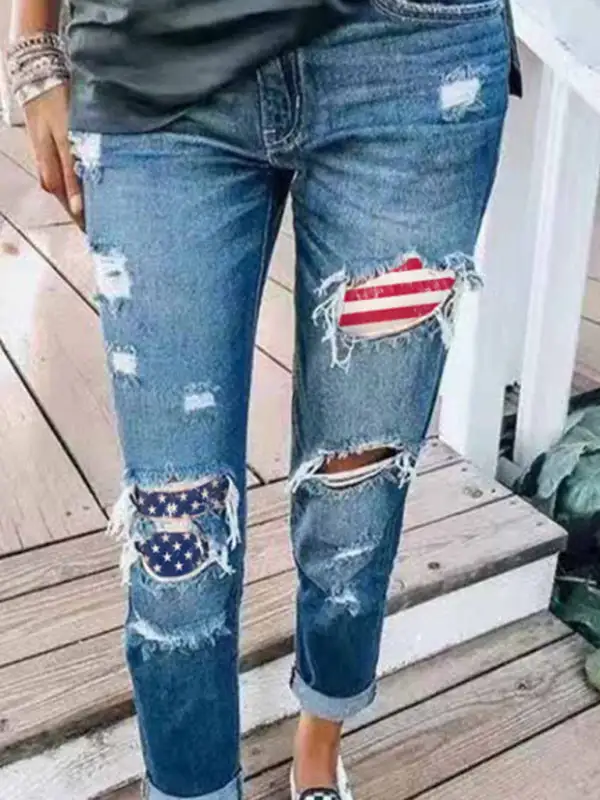 Tailored Ripped Denim Jeans