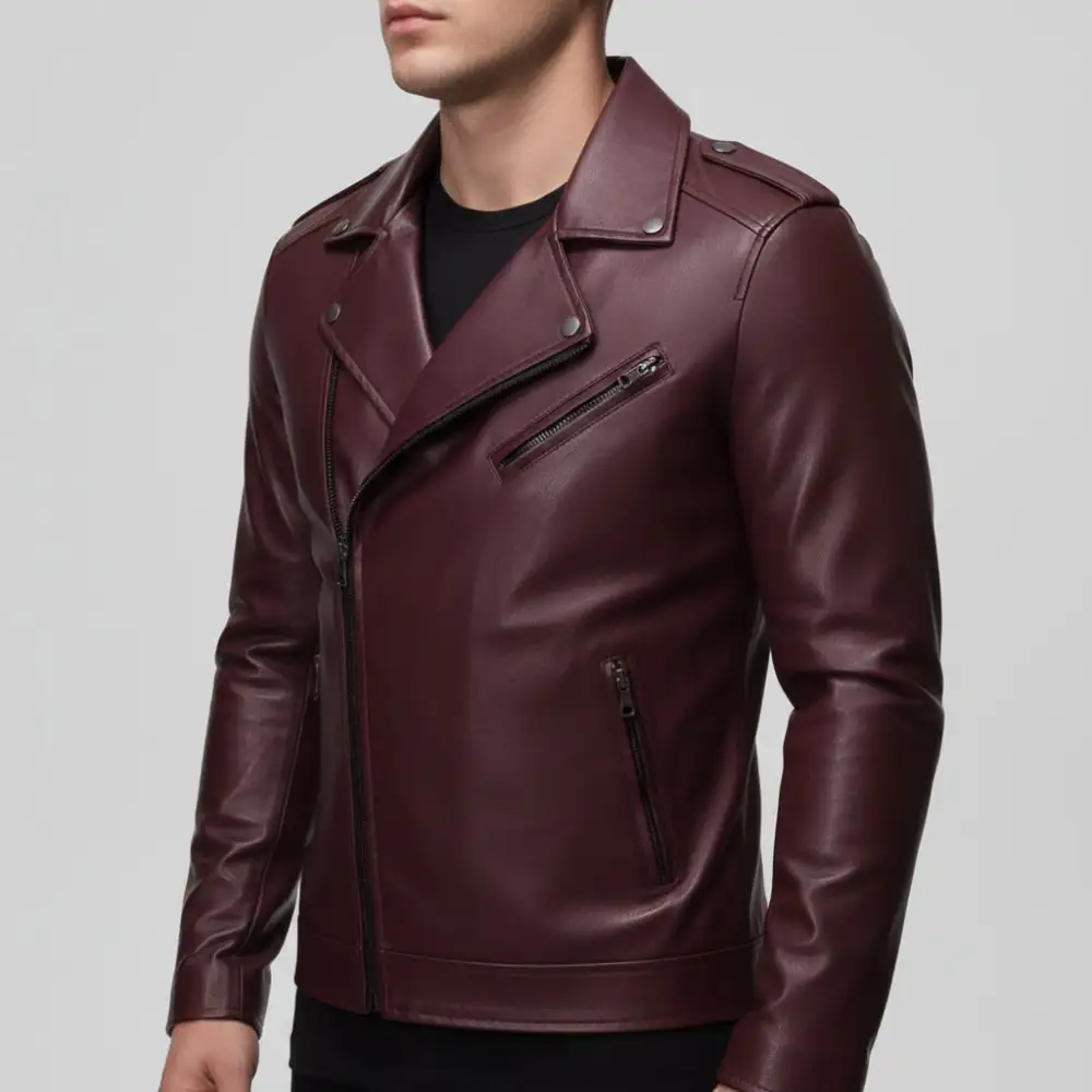 Crafted Look Leather Biker Motorcycle Jacket
