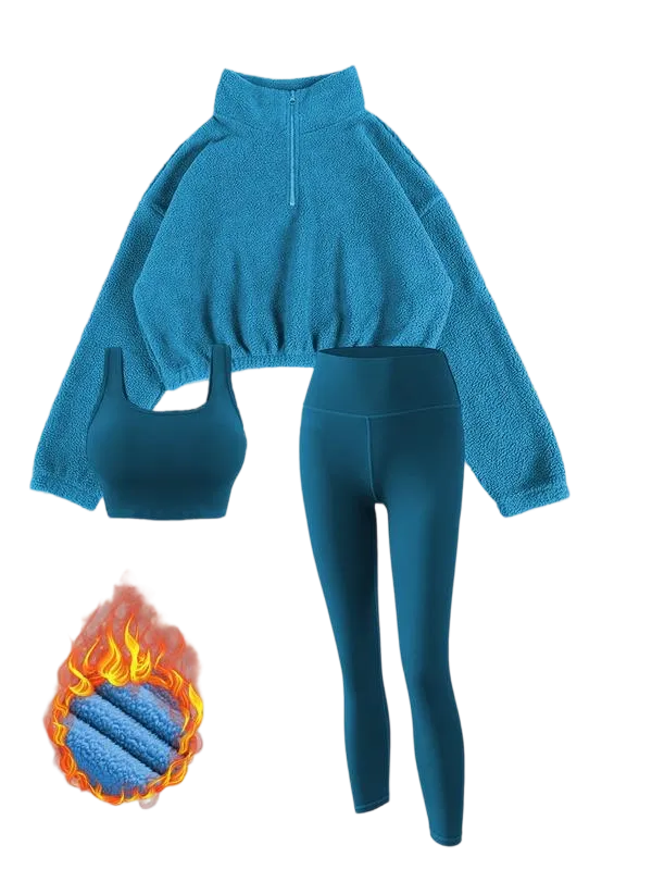 Women's Solid Thermal Lined Tracksuit Set