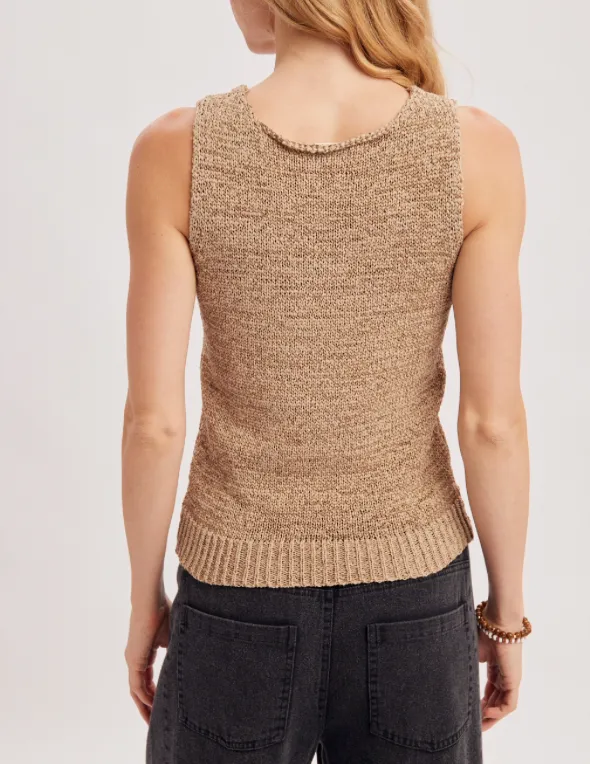 Ribbed Knit Sleeveless Sweater