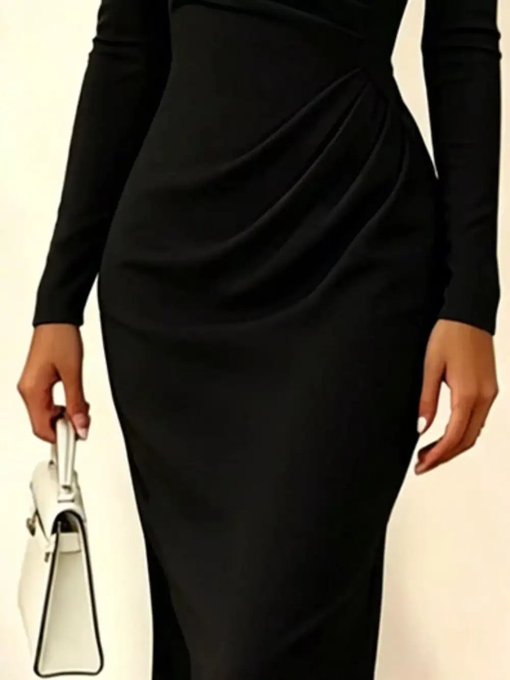 Asymmetric Neck Embellished Midi Dress
