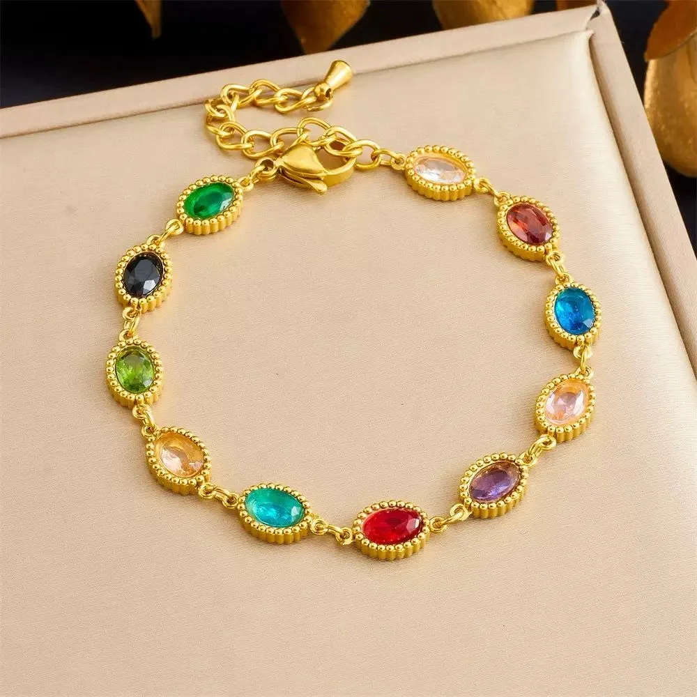 Stainless Steel Beaded Statement Fashion Bracelet