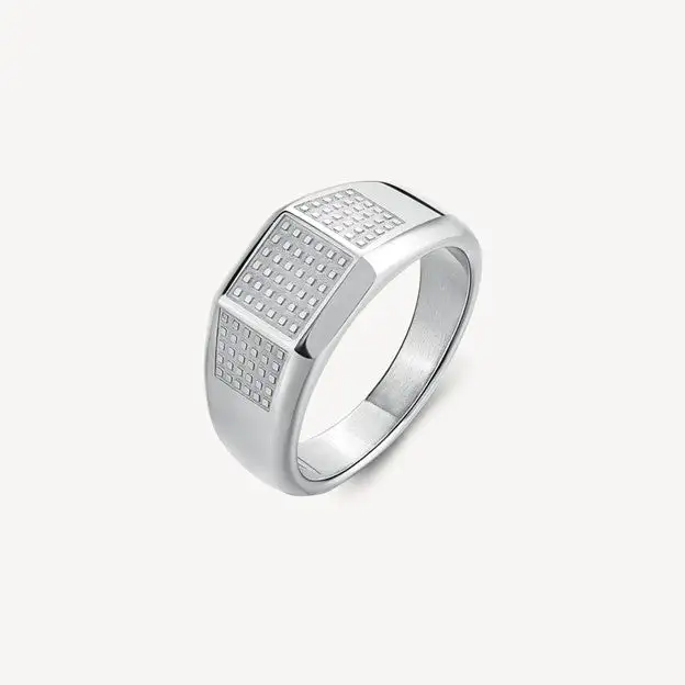 Refined Polished Sandblasted Signet Ring