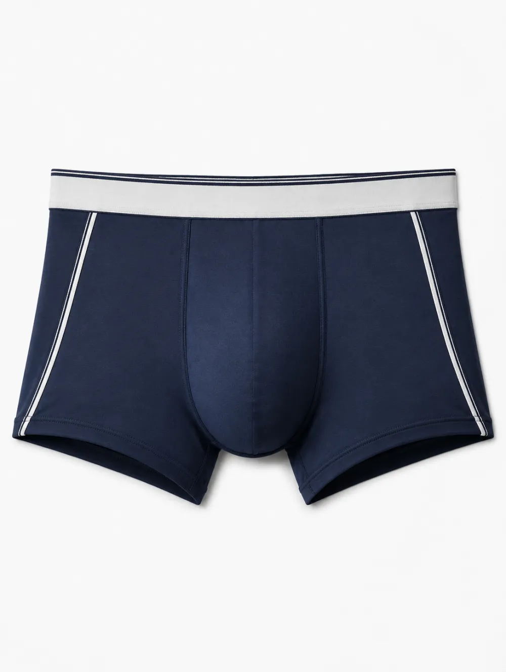 Men's Navy Blue Contrast Piping Printed Boxer Briefs