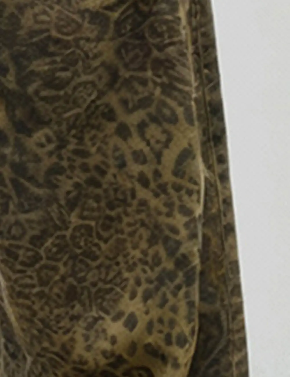 Leopard Print Fleece Lined Barrel Leg Denim Pants