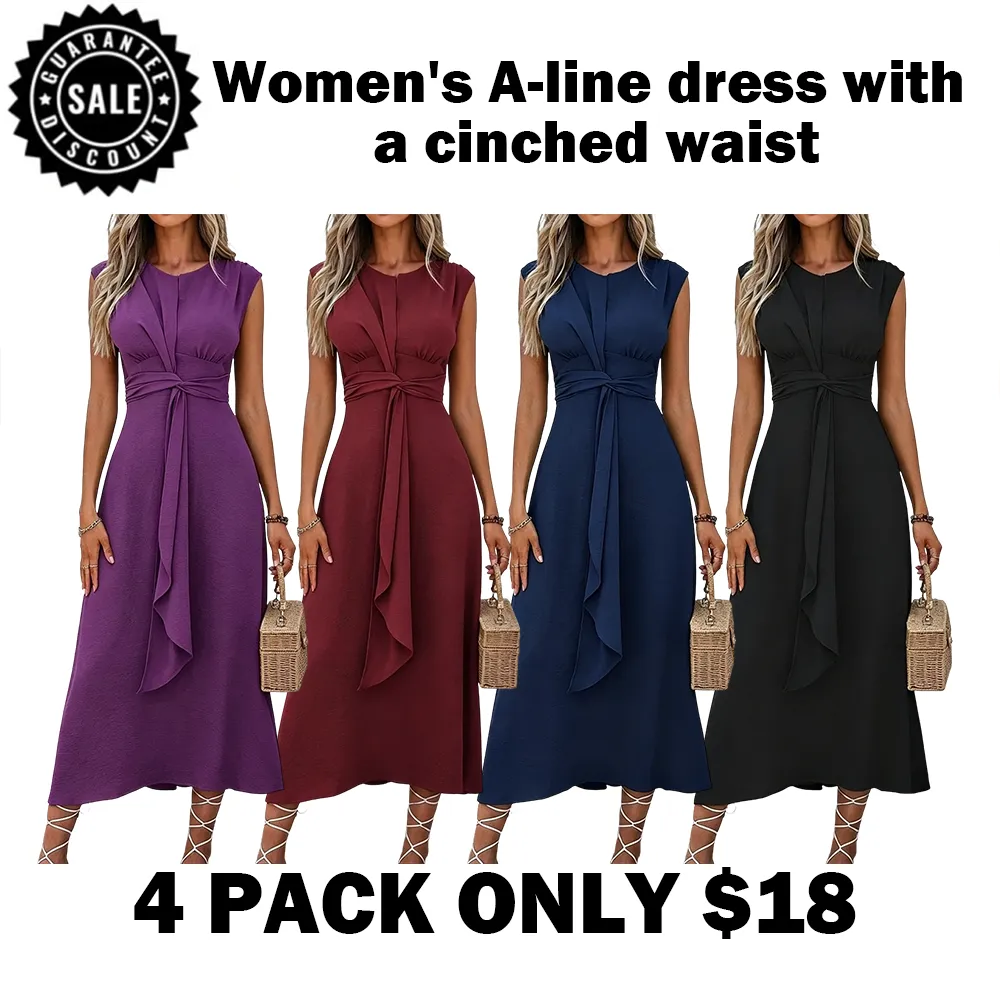 🔥Hot Sale💥Women'S A-Line Dress With A Cinched Waist🔥8-PACK - All Colors Included