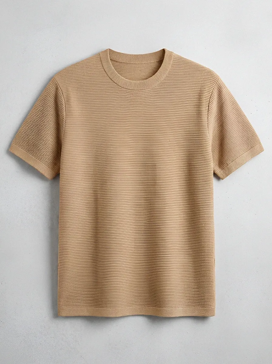 Refined Clean-Line Men's Knit Crew-Neck T-Shirt