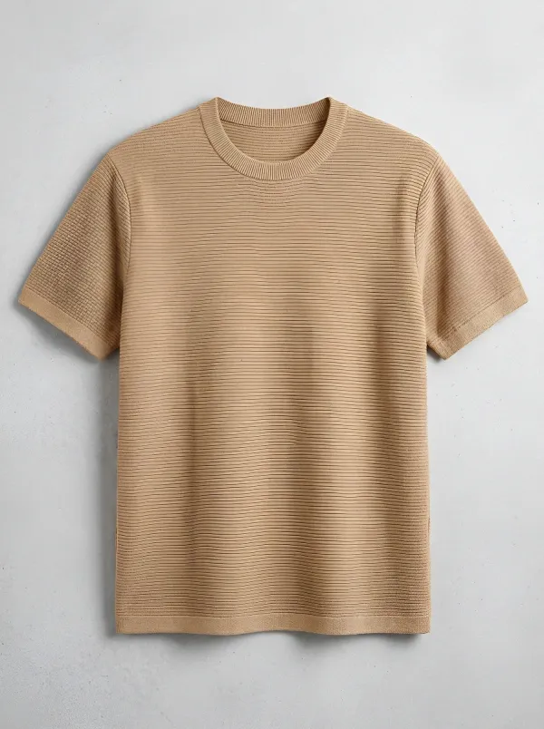 Refined Clean-Line Men's Knit Crew-Neck T-Shirt