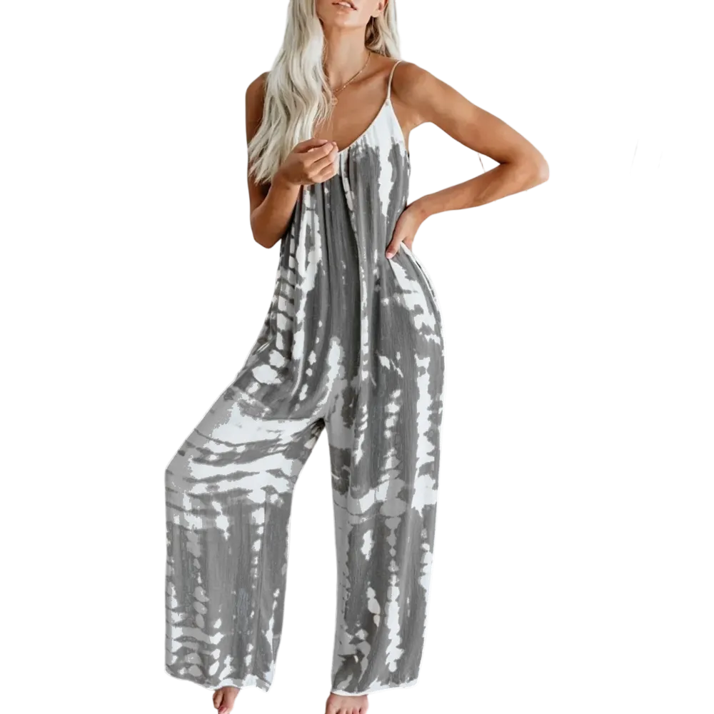 Plus-Size Fashion — Wide-Leg Suspender Jumpsuit