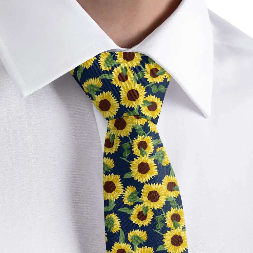 Refined Sunflower Floral Motif Necktie