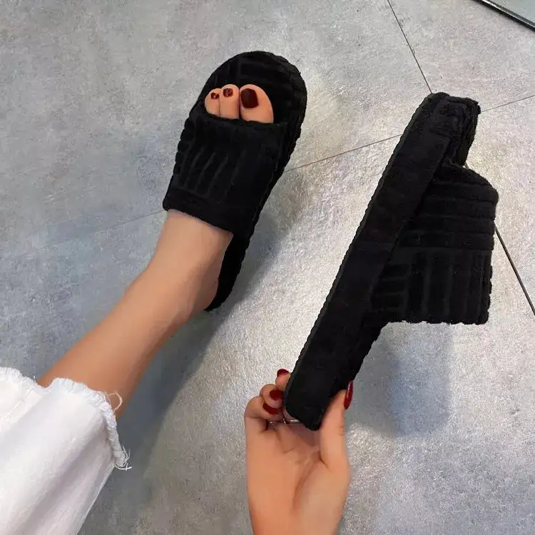Refined Open Toe Platform Slippers