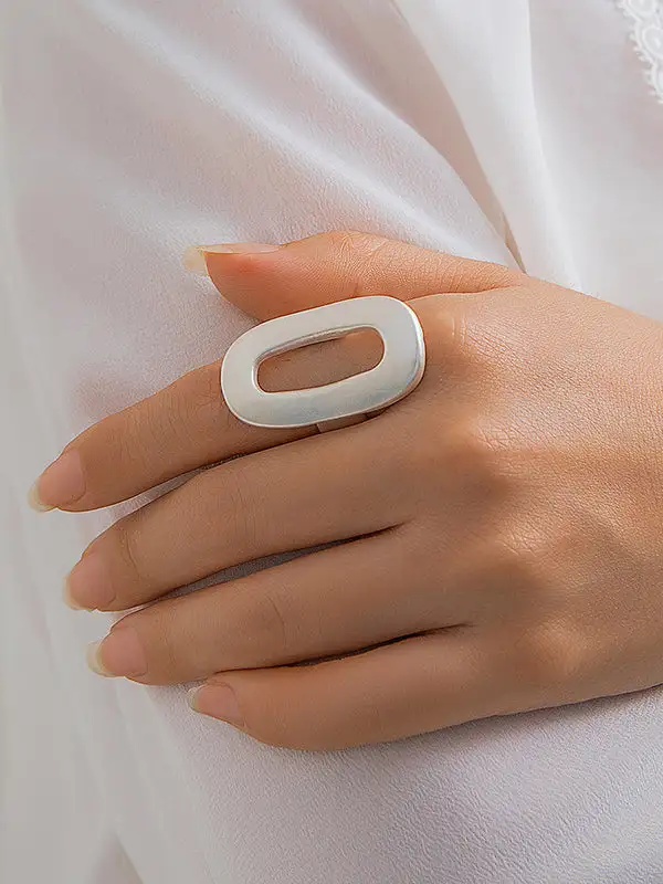 Adjustable Geometric Cutout Alloy Ring