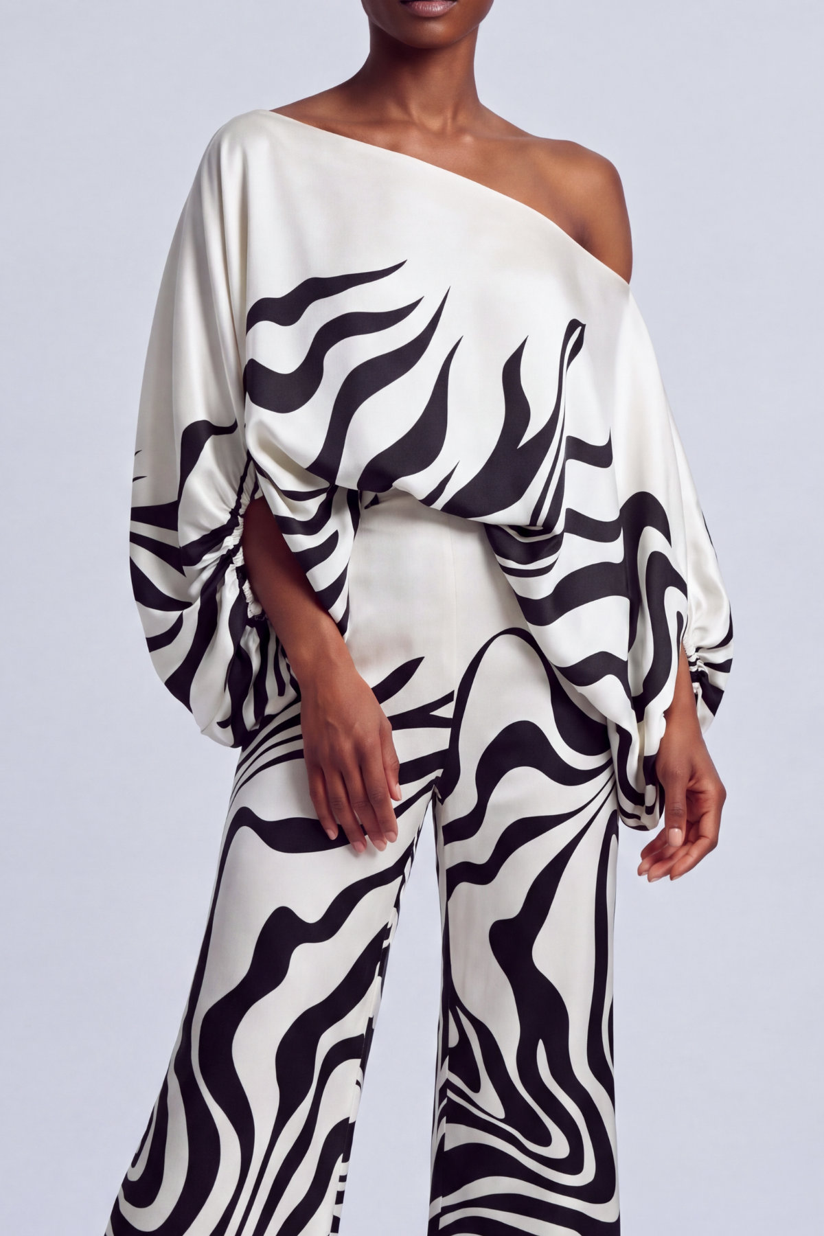 Off Shoulder Printed Matching Pants Set