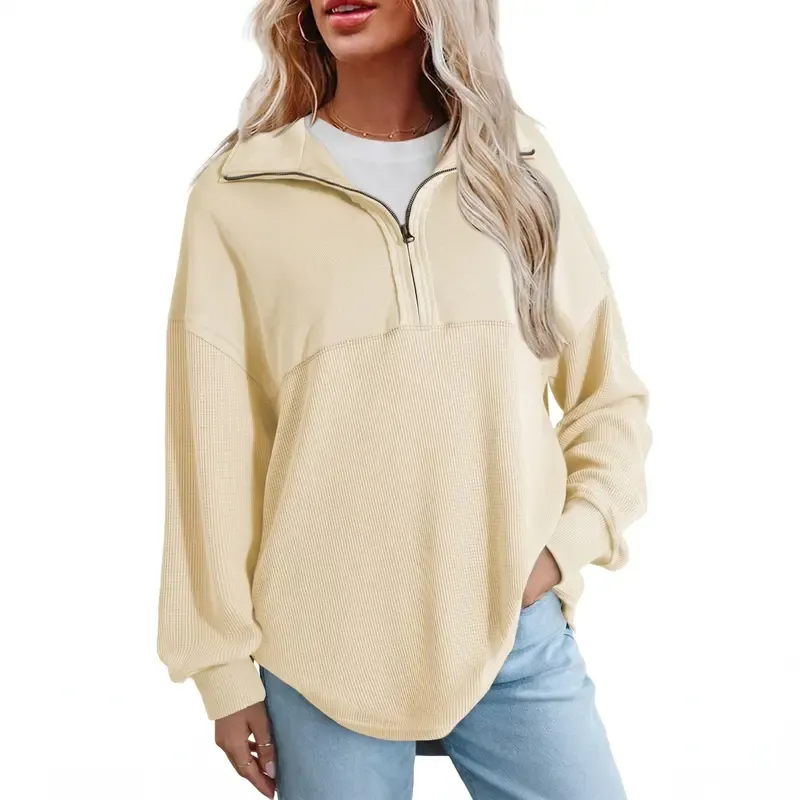 🔥Last Day💥Women's Half-Zip Waffle Knit Sweater🔥8-Pack Only $24