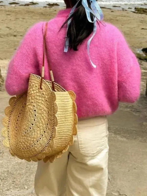 Casual Style Sweater Rose Pink