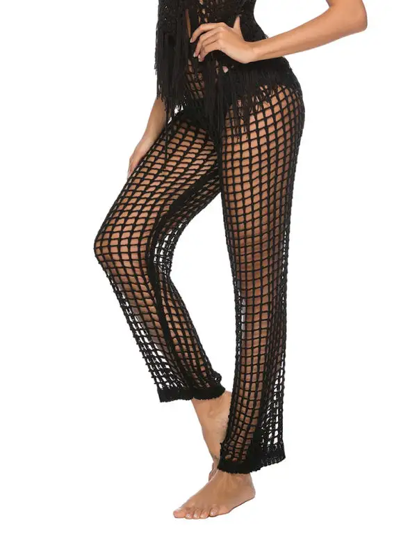 Feminine Hollow Trousers Knitted Pants Swimsuit