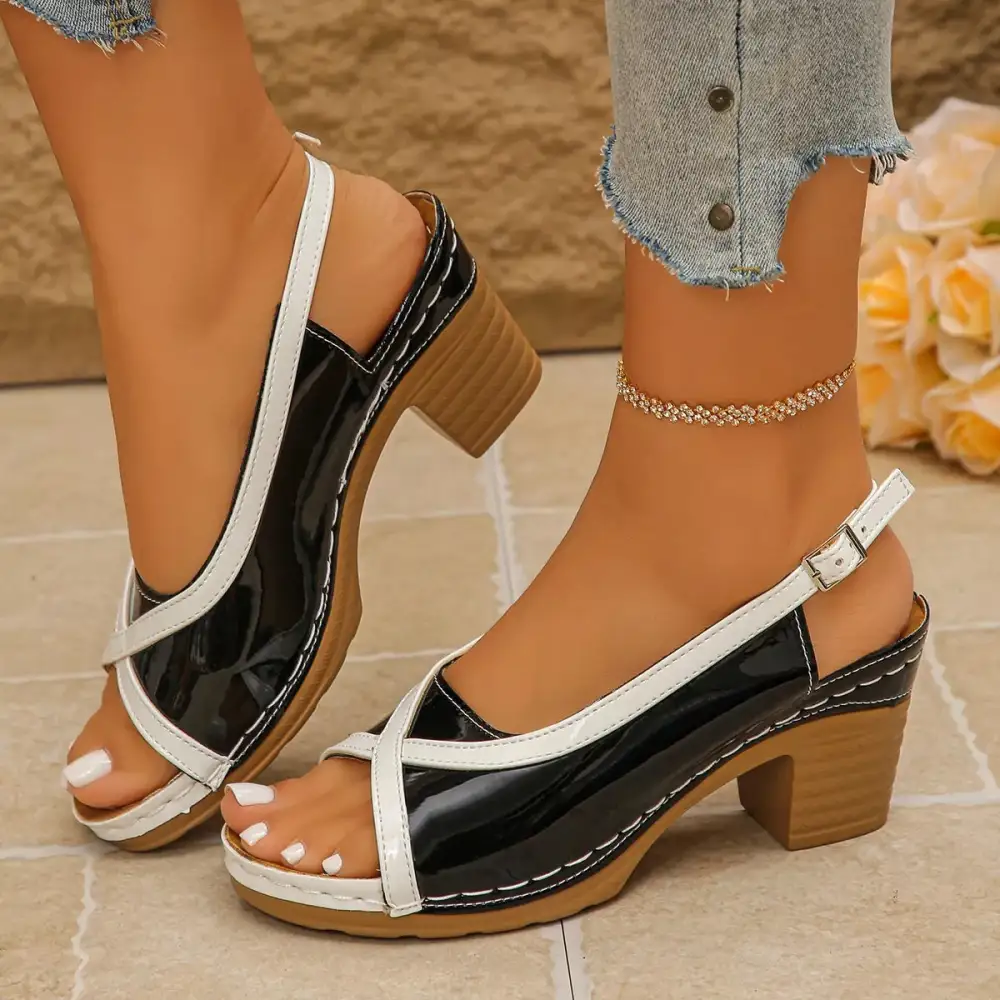 Minimal Open Toe Block Heel Sandals