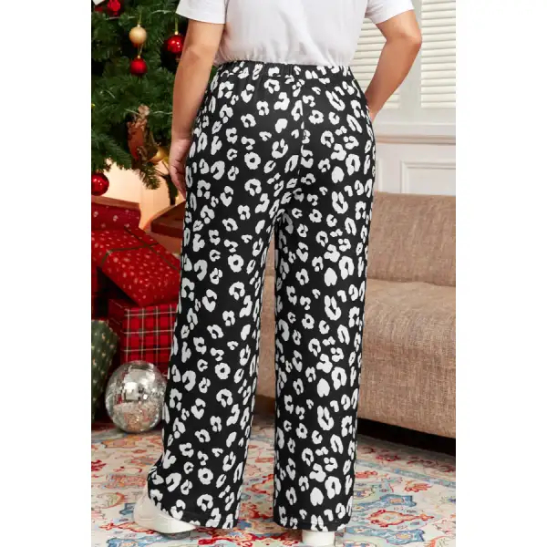 Plus Size Leopard Elastic Waist Pants