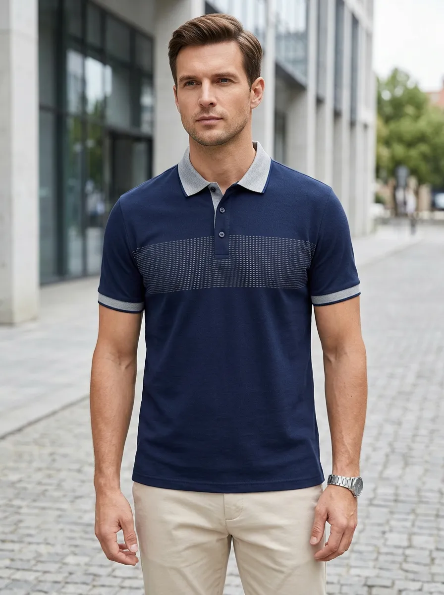 Men's Dotted Stripe Polo Shirt