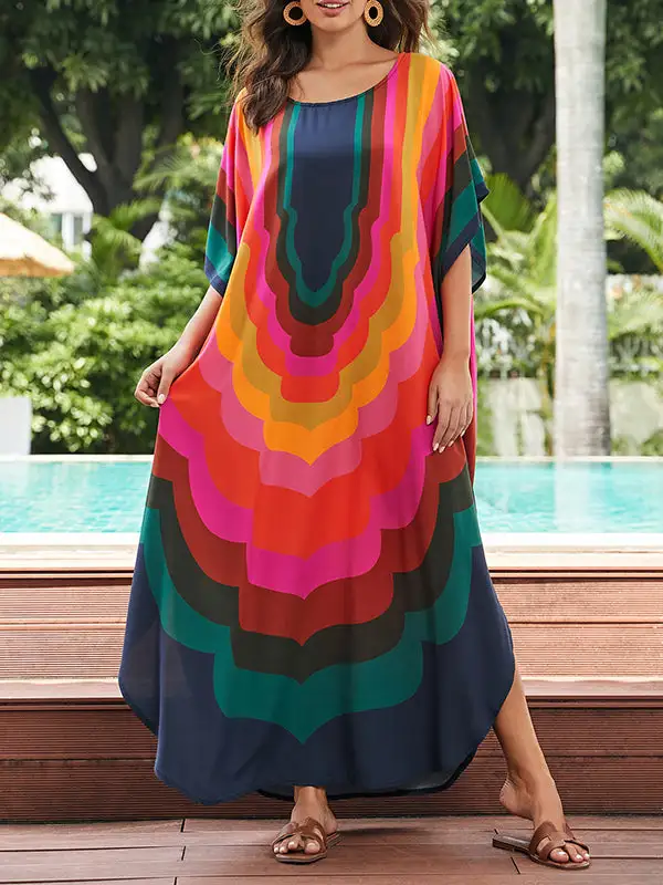 Protection Printed Neck Maxi Dress
