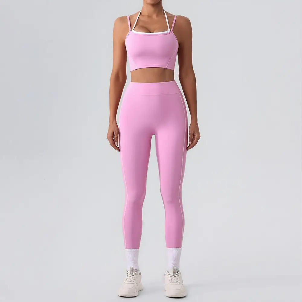 Contrast-Trim Backless Top and Shorts Active Set