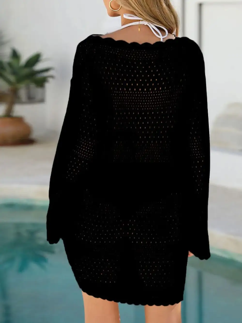 Round Neck Openwork Swim Cover Up