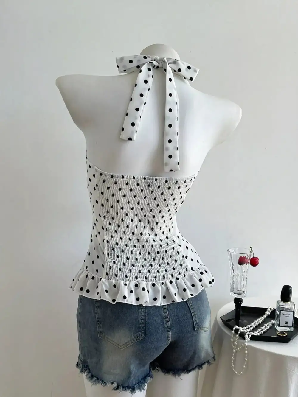 Polka Dot Halter Neck