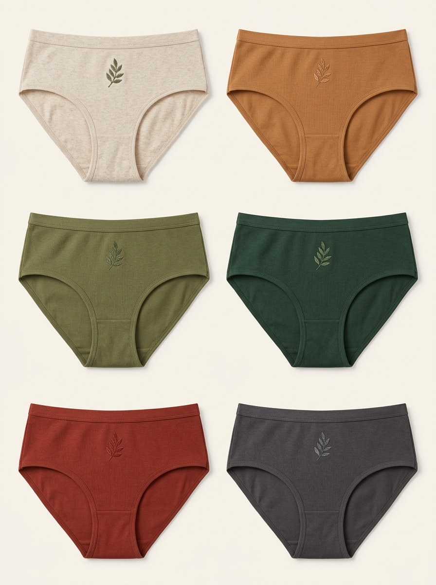 Women's Six-Pair Leaf Embroidered Full-Coverage Brief Set
