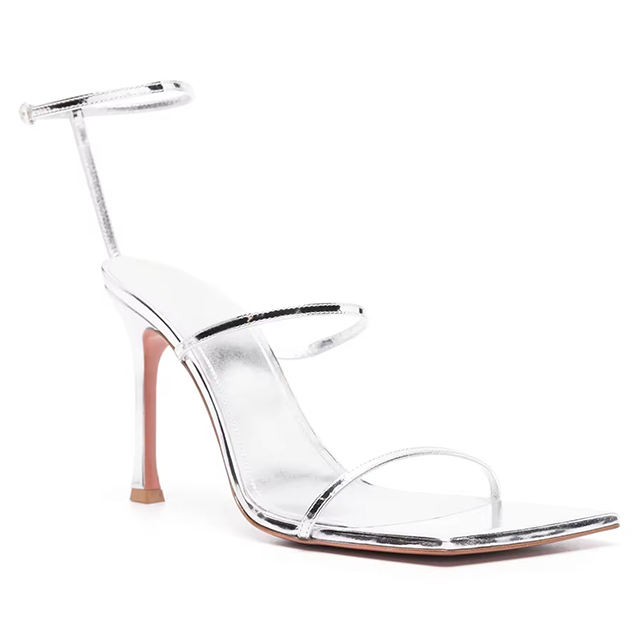Celestia Silver T-Strap High Heels