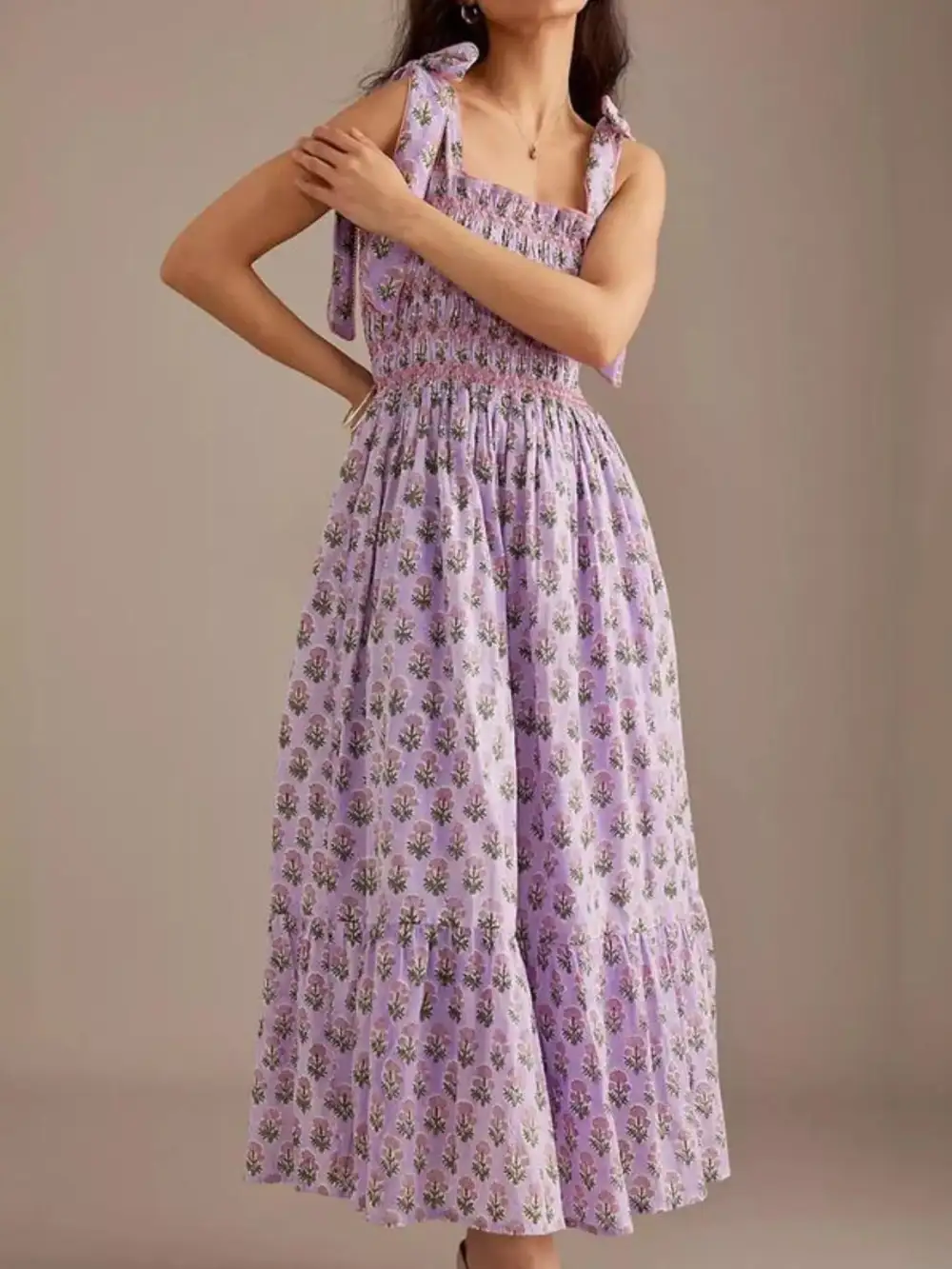 Floral Smocked Midi Dress