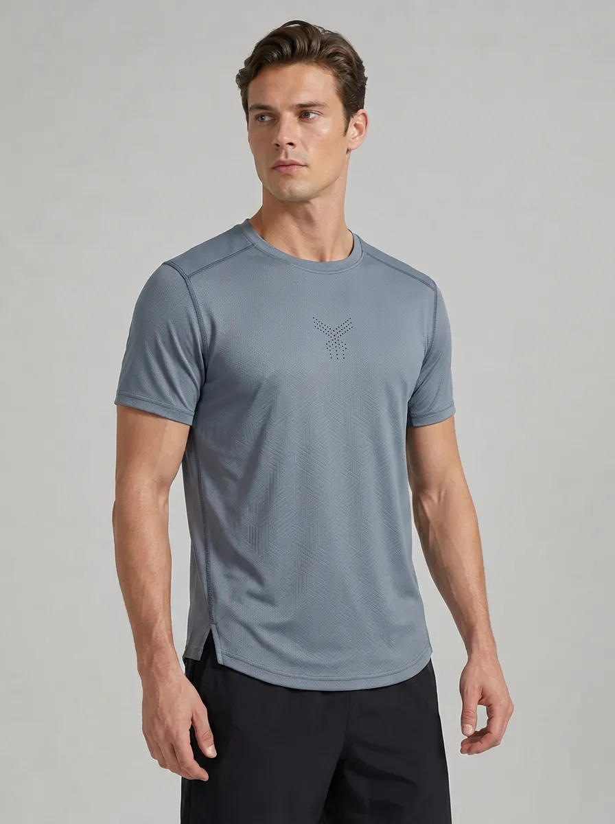 Men's Athletic Gym Fitness Dotted Logo Printed T-shirt