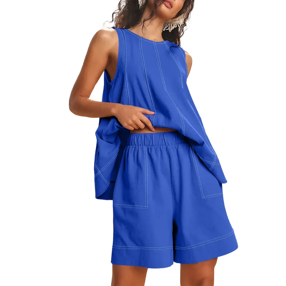 Women's 2 Piece Outfits Sleeveles Summer Matching Sets