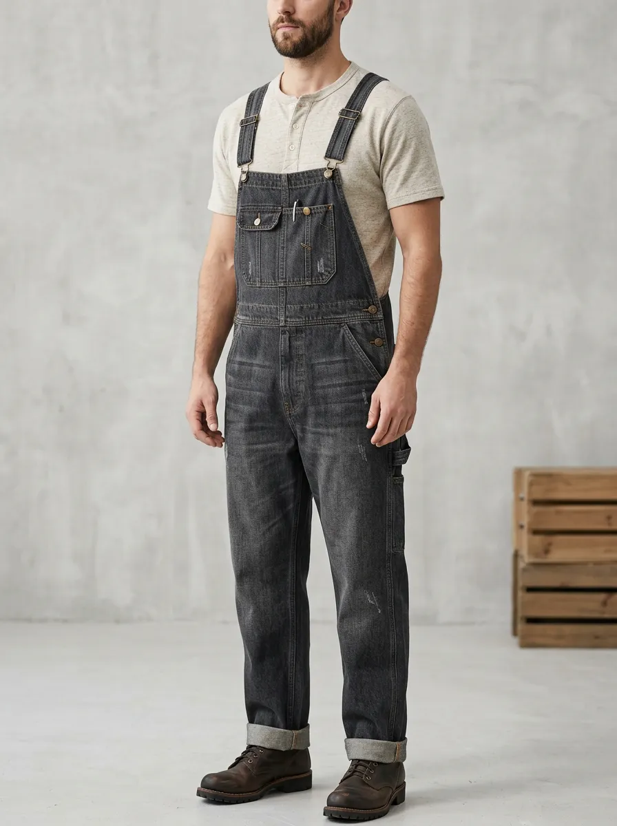 Men's Classic Dungaree Denim Bib Overalls