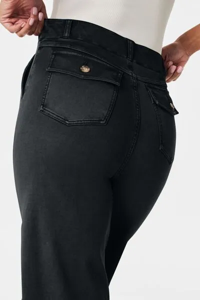 High Waist Pocket Denim Jeans