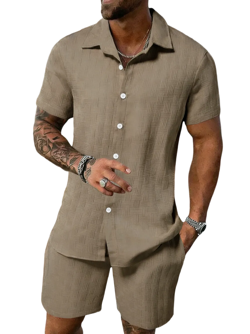 🔥 Men's Short Sleeve Pajama Two-Piece Set | Comfortable Loungewear Essential